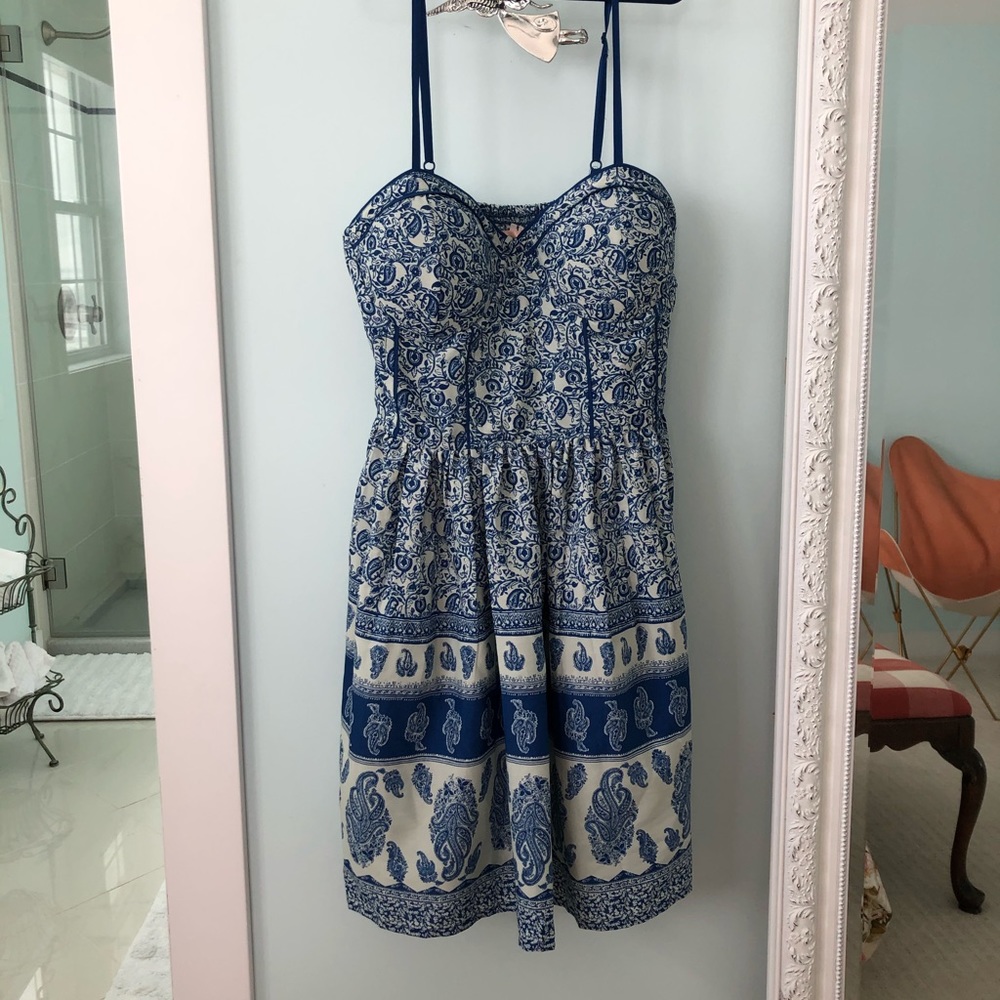 Band Of Gypsies Paisley Dress blue and creme